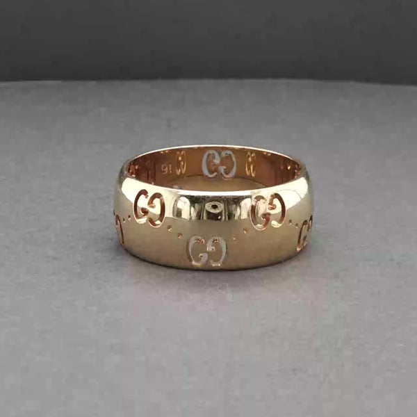 Estate Gucci 18K Y Gold Icon GG Wide Ring