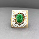 Estate 14K Y Gold 0.54ct Jadeite & Enamel Cocktail Ring