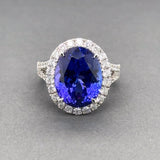 Estate 14K W Gold 12.80ct Tanzanite & 1.16ctw H/SI1-2 Diamond Cocktail Ring