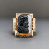 Estate 10K Y Gold 13.71ct Onyx Cameo Ring