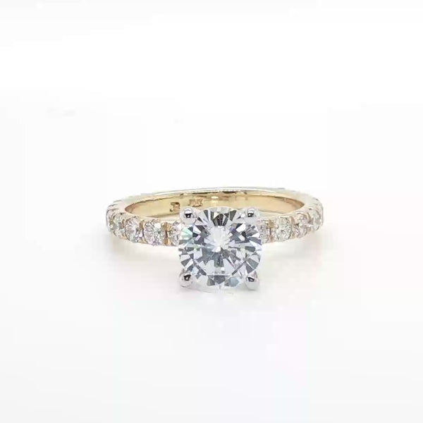 14K Y Gold 0.90ctw G/SI1 3/4 around Diamond Engagement Ring Mounting