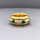 Estate 18K Y Gold 1.89ctw Emerald & 0.26ctw Diamond Spinner Ring