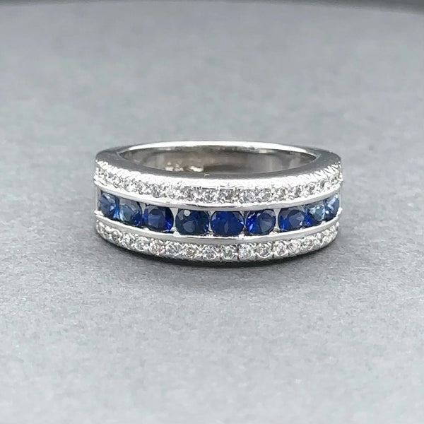 Estate 14K W Gold 0.92ctw Sapphire & 0.26ctw H-I/SI1-2 Diamond Ring