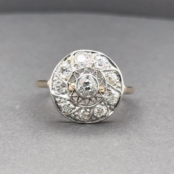 Estate Edwardian 14K Y Gold 0.98ctw I-J/SI1-2 Diamond Cocktail Ring