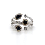 14K W Gold 0.56ctw Sapphire and 0.26ctw Diamond Ring