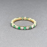 Estate 18K Y Gold 0.60ctw Emerald & 0.63ctw G-H/VS1-2 Diamond Eternity Ring