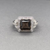 Estate 14K W Gold 2.20ct Smoky Quartz & 0.05ctw H-ISI1-2 Diamond Ring