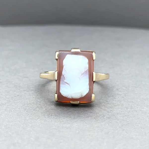 Estate Victorian 14K Y Gold 4.27ct Carnelian Cameo Ring