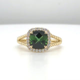 14K Y Gold 2.10ctw Tourmaline and 0.20ctw Diamond Ring