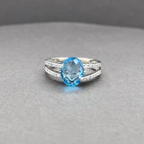 Estate 14K W Gold 2.93ct Blue Topaz & 0.13ctw G-H/SI1-2 Diamond Ring