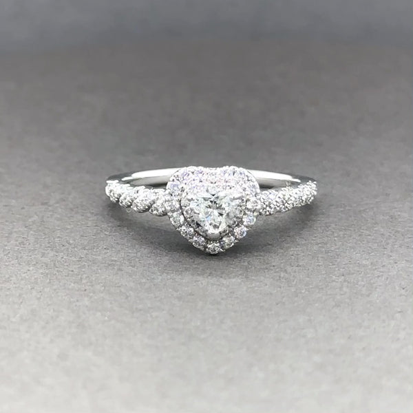 Estate 14K W Gold 0.77cttw H-I/VS2-SI2 Diamond Heart Ring GIA#5406073677