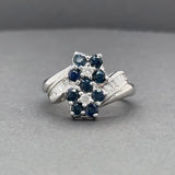 Estate 18K W Gold 0.81ctw Sapphire & 0.21ctw H-I/SI2-I1 Diamond Flower Ring