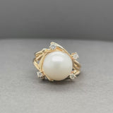 Estate 14K Y Gold Akoya Pearl & 0.20ctw Diamond Ring