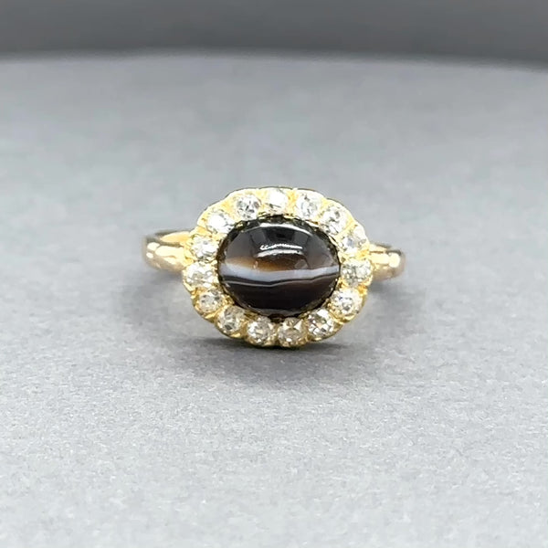 Estate Victorian 14K Y Gold 1.07ct Sardonyx & 0.41ctw Diamond Ring