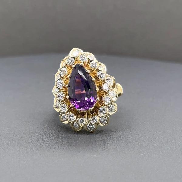 Estate 14K Y Gold 3.22ct Amethyst & 1.06ctw G/SI1-2 Diamond Cocktail Ring