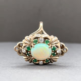 Estate 14K Y Gold 1.85ctw Opal & Emerald & 0.11ctw H-I/SI1 Diamond Ring