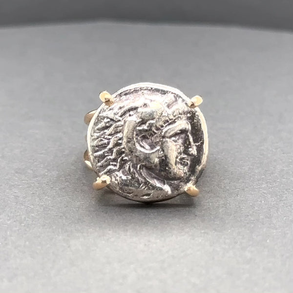 Estate 18K Y Gold Silver Heracles Coin Ring