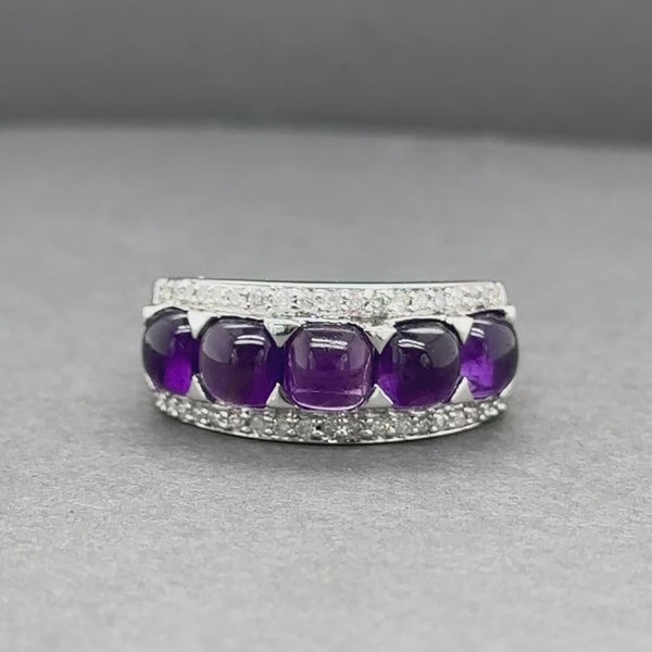 Estate 14K W Gold 3.05ctw Amethyst & 0.19ctw Diamond Ring