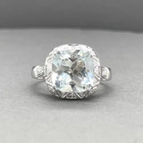 Estate 14K W Gold 5.70ct Topaz & 0.06ctw Diamond Ring