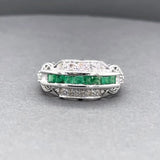 Estate 14K W Gold 0.40ctw Emerald & 0.07ctw Diamond Ring