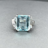 Estate 14K W Gold 5.72ct Aquamarine & 0.19ctw Diamond Ring