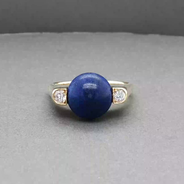 Estate 18K Y Gold 7.41ct Lapis Lazuli & 0.19ctw Diamond Ring