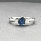Estate 14K W Gold 0.84ct Sapphire & 0.11ctw Diamond Ring