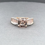 Estate 10K R Gold 2.87ct Morganite & 0.15ctw Light Pink & H-I/SI1-2 Diamond Ring