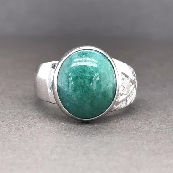 Estate 14K W Gold 4.11ct Jadeite & 0.17ct H-I/I1 Diamond Ring