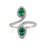 18K W Gold 0.74ctw Emerald and H/SI1 0.36ctw Diamond Ring