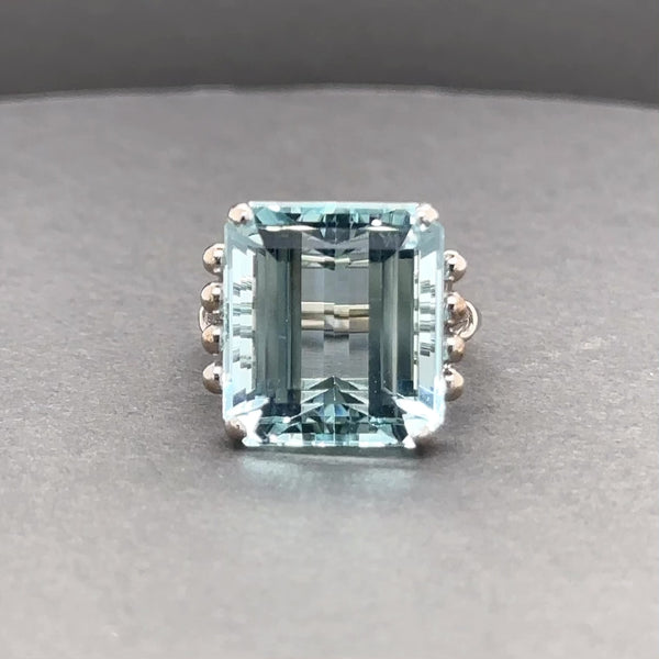 Estate 14K W Gold 14.78ct Aquamarine Cocktail Ring