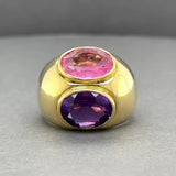 Estate 18K Y Gold 3.97ctw Amethyst & Tourmaline Ring