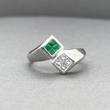 Estate 14K W Gold 0.16ctw Emerald & 0.22ctw Diamond Ring
