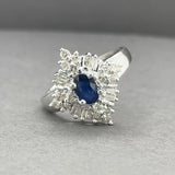 Estate 14K W Gold 0.44ct Sapphire & 0.51ctw Diamond Cluster Ring