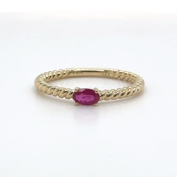 14K Y Gold 0.25ct Ruby Rope Design Ring
