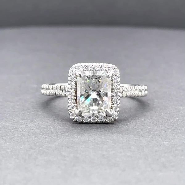 Estate 14K W Gold Moissanite & CZ Promise Ring