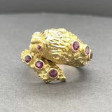Estate 18K Y Gold 0.70ctw Ruby Lion Ring
