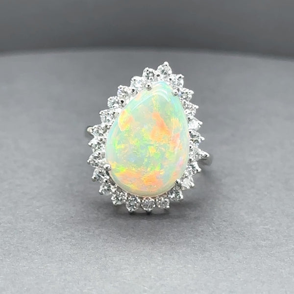 Estate 14K W Gold 4.84ct White Opal & 0.80ctw G/SI1-2 Diamond Ring