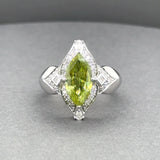 Estate 18K W Gold 2.67ct Peridot & 0.30ctw G-H/SI1-2 Diamond Ring