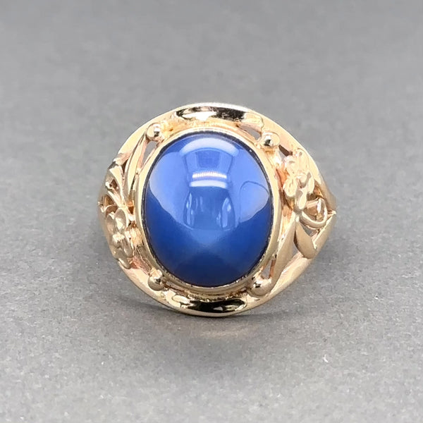 Estate 14K Y Gold 6.98ct Lab-Created Star Sapphire Cocktail Ring