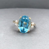 Estate 14K Y Gold 8.99ct Topaz & 0.14ctw G/SI1 Diamond Ring