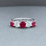 Estate 18K W Gold 1.50cttw Ruby & 0.73cttw I-J/VS2 Diamond Anniversary Ring