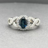 Estate 14K W Gold 0.87ct Sapphire & 0.44ctw Diamond Cocktail Ring