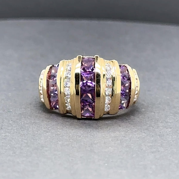 Estate 14K Y Gold 1.60ctw Amethyst & 0.58ctw H-I/SI1-2 Diamond Ring