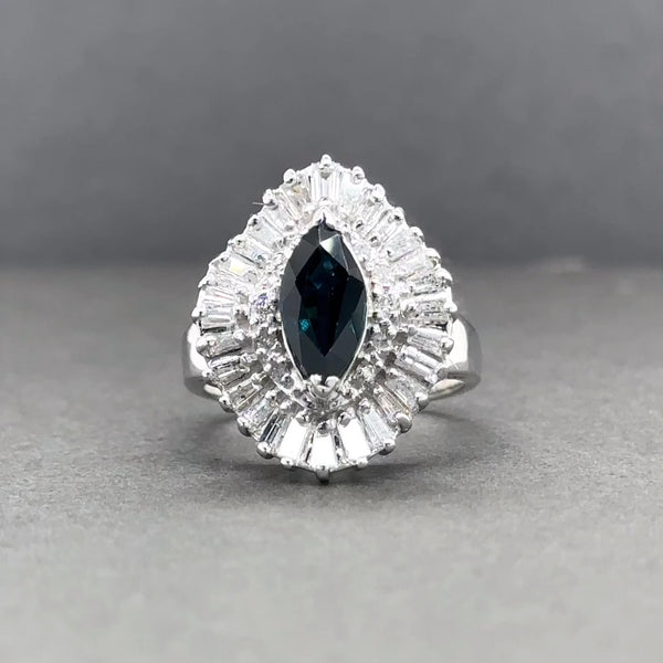 Estate 14K W Gold 1.48ct Sapphire & 1.80ctw G-H/SI2-I1 Diamond Cocktail Ring