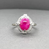 Estate 14K W Gold 3.89ct Lab-Created Star Ruby & 0.27ctw Diamond Ring