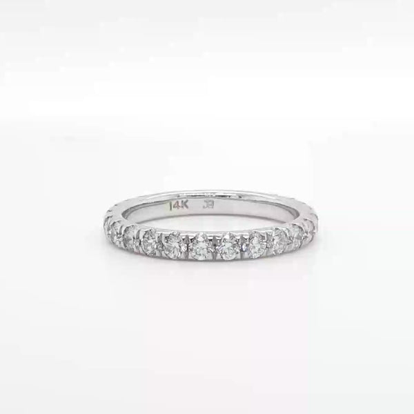 14K W Gold 1.00ctw G/SI1 French Pave 3/4 Around Diamond Band