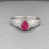 Estate 14K W Gold 0.97ct Ruby & 0.22ctw H-I/SI2 Diamond Ring