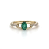 14K Y Gold 0.39ctw Emerald and 0.11ctw Diamond Ring