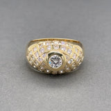 Estate 18K Y Gold 0.98ctw H/VS2-SI2 Diamond Dome Ring